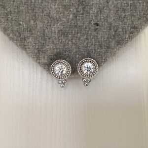 Judith Ripka sterling collection Diamonique "Dew Drop" button earrings